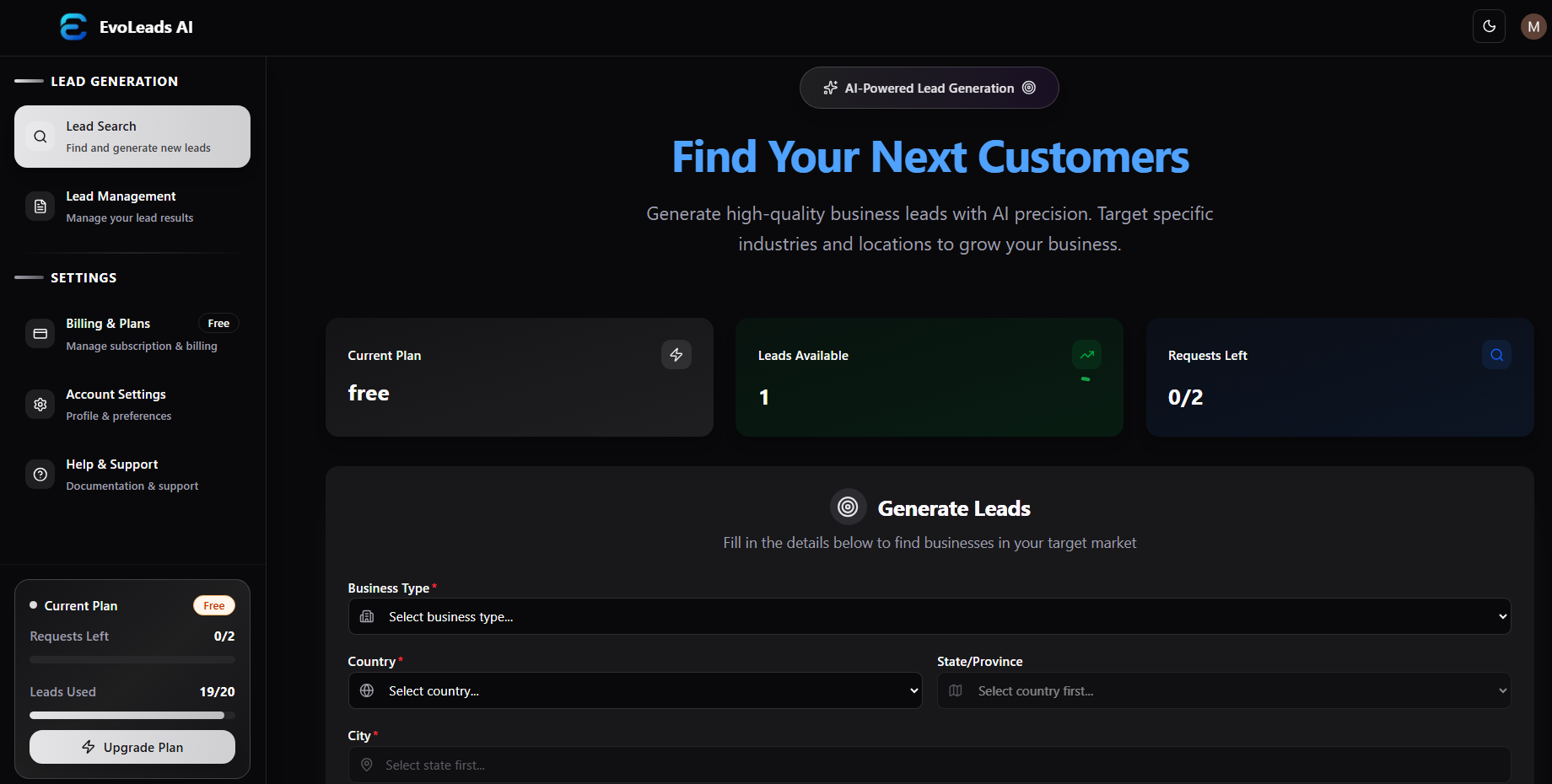 EvoLeads - AI-Powered Lead Generation Platform